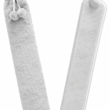 Extra Long 2.2L Hot Water Bottle Soft Fleece Cover Body Pain Relief Light Grey