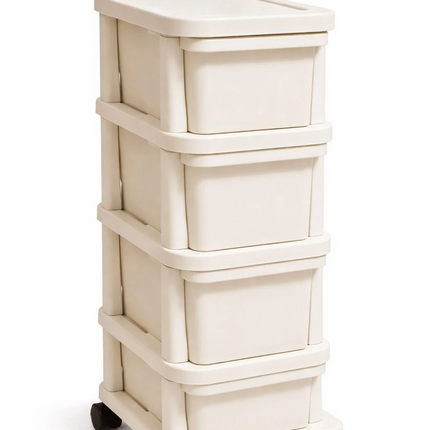 4-Tier Plastic Storage Trolley Drawer Cabinet On Wheels for Home Office Bathroom