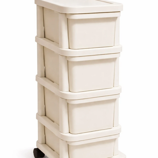 4-Tier Plastic Storage Trolley Drawer Cabinet On Wheels for Home Office Bathroom