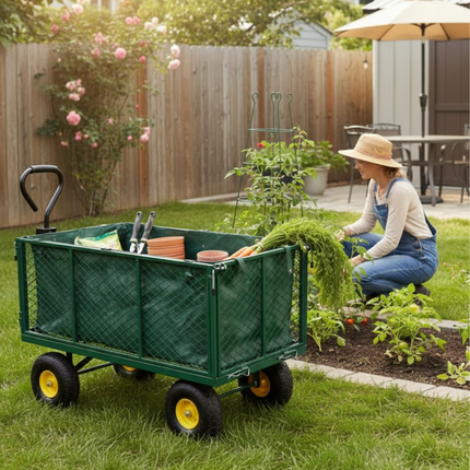 Garden Trolley TRAILER Deluxe High Sided Cart 500kg H Duty Festival Camping LARG