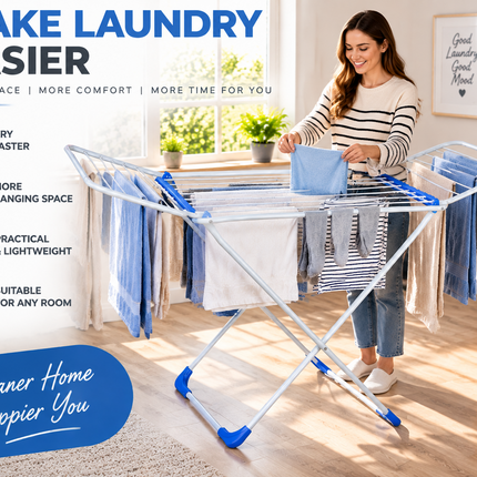 Winged Folding Clothes Airer Heavy Duty Metal Laundry Drying Rack Indoor 18M/25M
