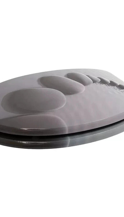 18” Universal Bathroom Toilet Seat – Pebbles Black Novelty WC Seat with Fittings