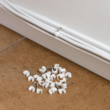 Round Cable Clips 86 Pack Assorted Size White Plastic Wire & Nail Plugs