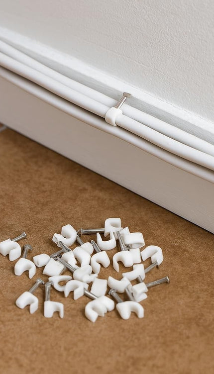 Round Cable Clips 86 Pack Assorted Size White Plastic Wire & Nail Plugs