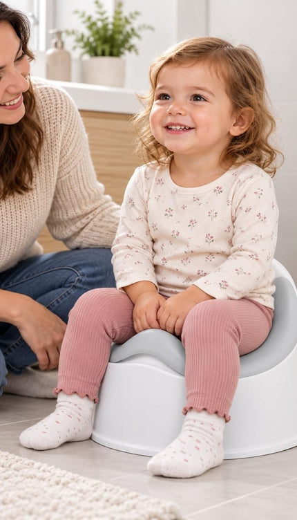 Toddler Potty Training Chair Baby Toilet Trainer High Back Easy Clean White Grey