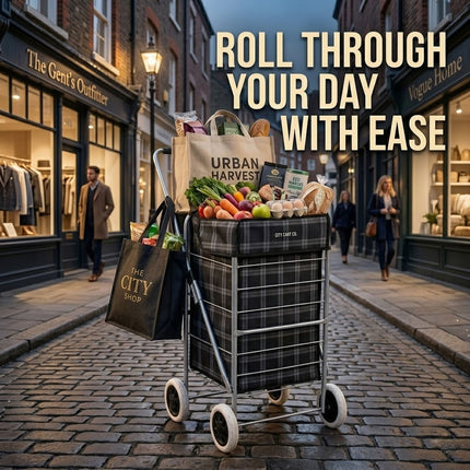Folding Shopping Trolley Cart 4 Wheel With 60L Insulated Cooler Bag Portable