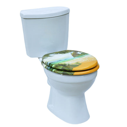 18'' Universal Wooden Toilet Seat Easy Fit Bathroom WC Seat with Fittings