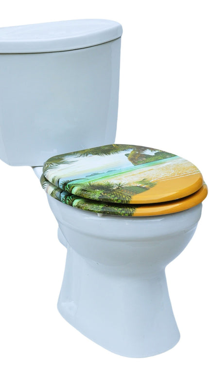 18'' Universal Wooden Toilet Seat Easy Fit Bathroom WC Seat with Fittings
