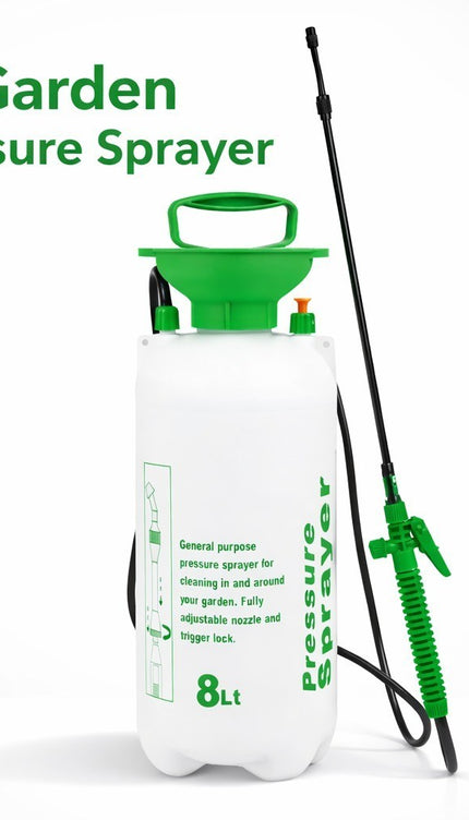 Garden Pressure Sprayer Bottle Water Pump - 8L High Pressure Weed Spray Shower