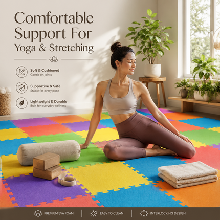 Eva Foam Mat Gym Floor Mats Foam Yoga & Play Thick Interlocking Tiles 30x30cm