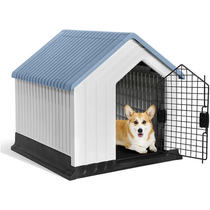 Plastic Dog House Durable Kennel Shelter Weatherproof Indoor Outdoor Pet Home