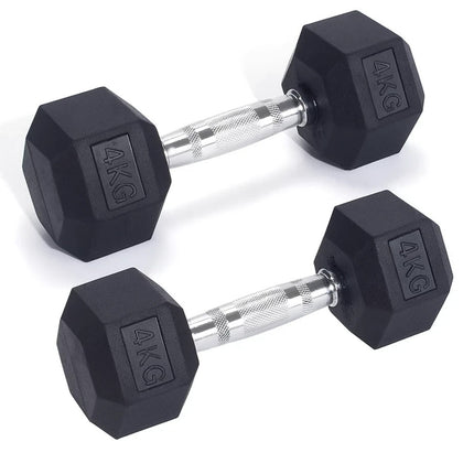 Hex Dumbbells Set 2.5kg-20kg Pair Rubber Encased Hexagonal Weight Lifting Gym