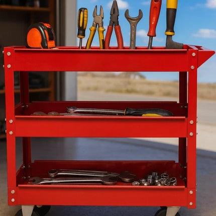 2/3 Tier Heavy Duty Tool Storage Trolley Cart with Wheels Garage Workshop DIY