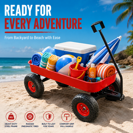 Garden Trolley Cart 150kg Heavy Duty Wheels Lawn Beach Wagon Hand Truck