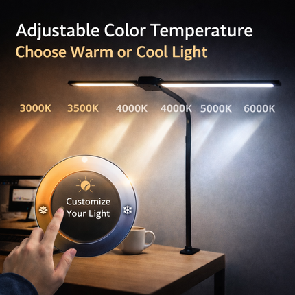 LED Desk Lamp with Clamp Double Dual Head Table Reading Craft Office Home Light