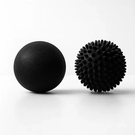Massage Ball Set Black Muscle Relieve Pain Therapy Lacrosse Spiky Balls 6.1 &7cm