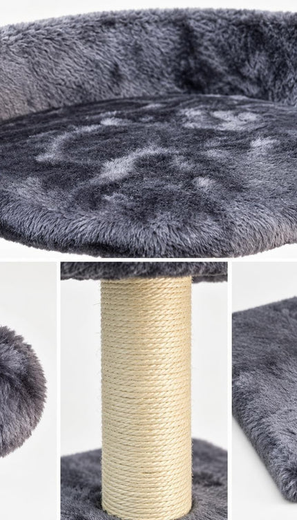 Compact Cat Tree 41cm Sisal Scratching Post Soft Plush Bed Hanging Ball Toy