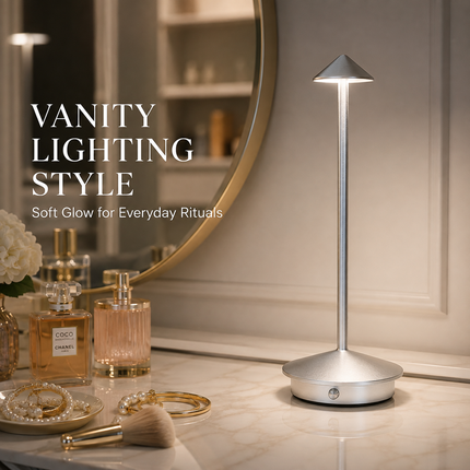 Cordless LED Table Lamp USB-C Rechargeable Dimmable Metal Light 3 Colour Modes