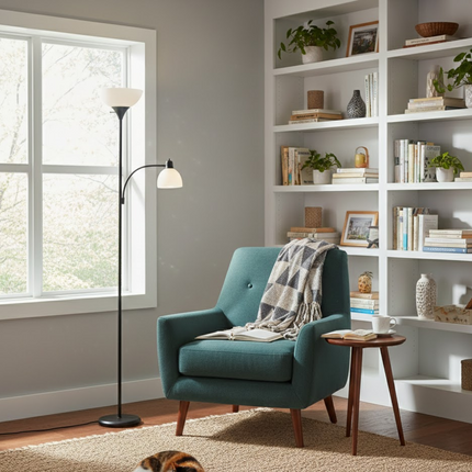Sky Dome Floor Lamp with Reading Light Tall Standing Lamp for Living Room Study