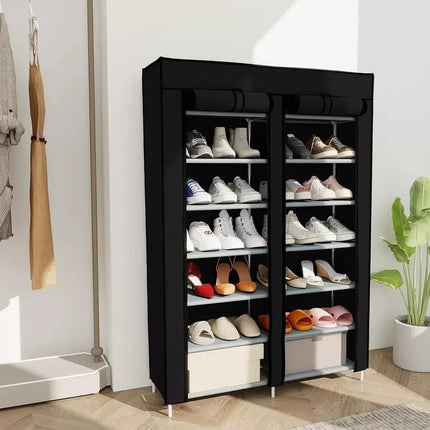 6-Tier Fabric Shoe Rack Storage Organiser – Black