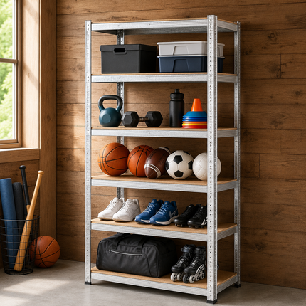 5 Tier Steel Garage Shelving Unit – Silver