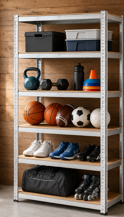 5 Tier Steel Garage Shelving Unit – Silver.