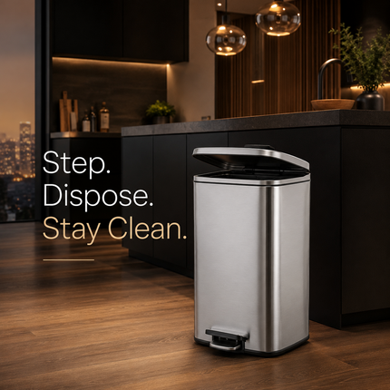 50L Pedal Bin Stainless Steel Removable Inner Bucket Home Office Waste Trash Can