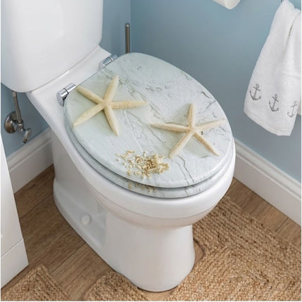 18" Universal Toilet Seat Starfish Pebbles Novelty Bathroom WC Seat With Fitting