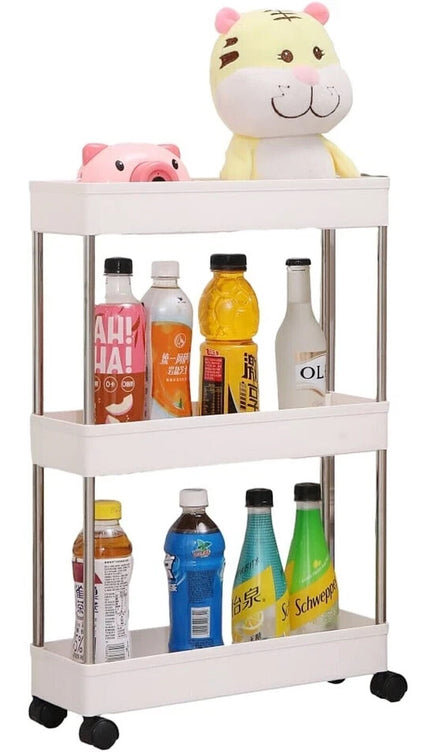Slim Storage Trolley Rack on Wheels Kitchen Bathroom Spice Holder Sliding Shelf