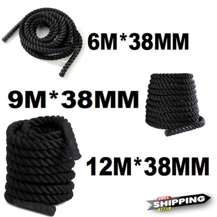 Battle Rope 38mm Gym Workout Cardio Exercise Fitness Strength Training 6M 9M 12M