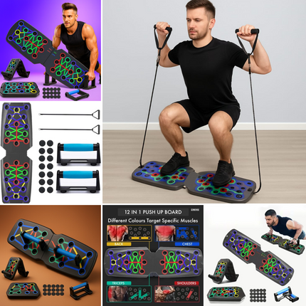 Foldable 14 in 1 Push Up Board Fitness Workout Train Gym Muscle Exercise Press