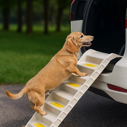 Foldable Pet Ramp Ladder – Easy Climb Stairs for Dogs Car Access Portable Design