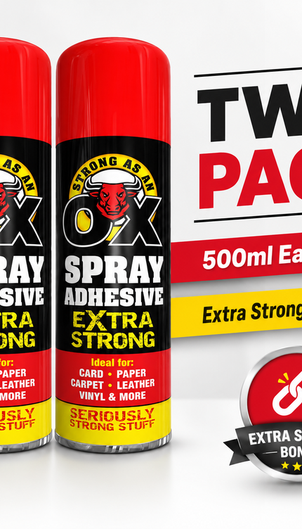 2x Adhesive Glue Spray 500ml H Duty Multipurpose Aerosol Carpet Tile Fabric Foam