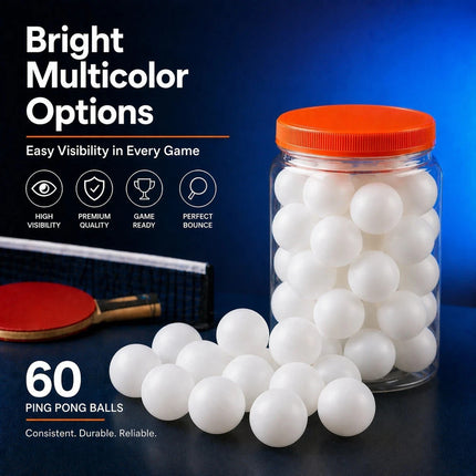 Ping Pong Balls Pack Of 60 White ABS For Match & Training Table Tennis Balls
