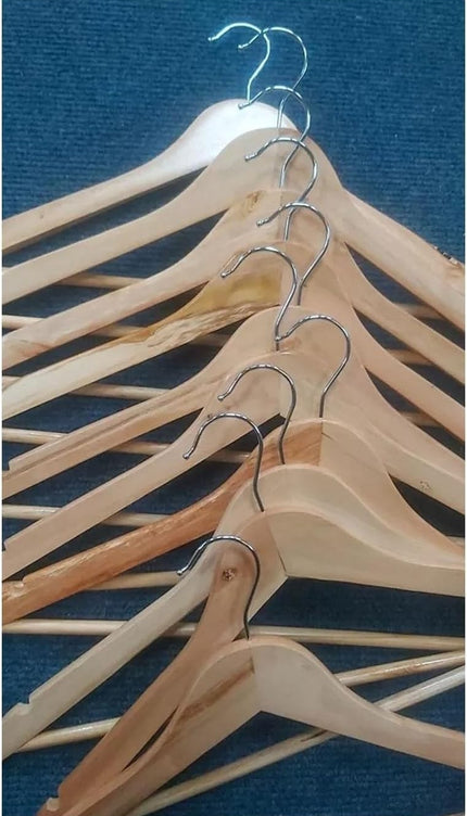20 Pack Wooden Hangers Non Slip Flocked Coat Clothes Wardrobe Space Saving