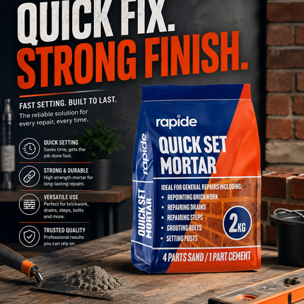 Quick Set Mortar Cement 2KG Repair Mix Drains Steps Grout