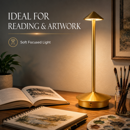 Cordless LED Table Lamp USB-C Rechargeable Dimmable Metal Light 3 Colour Modes
