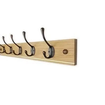 Wall Mounted Coat & Hat Rack with 6 Wooden Hooks Modern Door Hook Hanger Stand