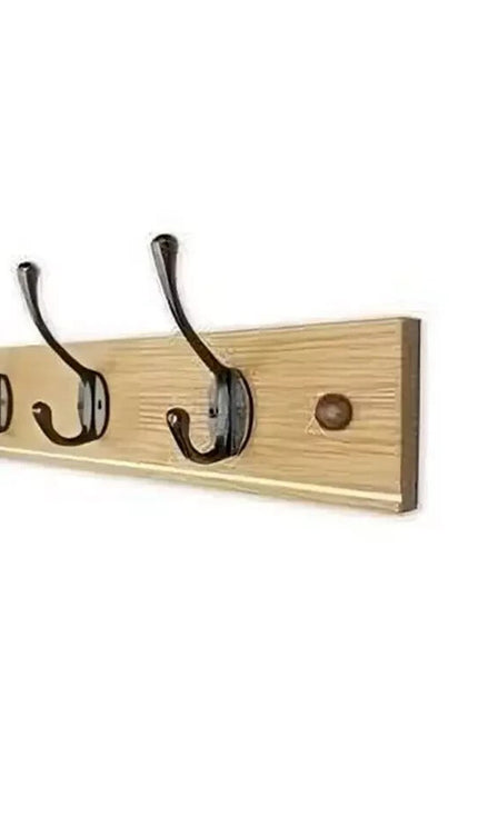 Wall Mounted Coat & Hat Rack with 6 Wooden Hooks Modern Door Hook Hanger Stand