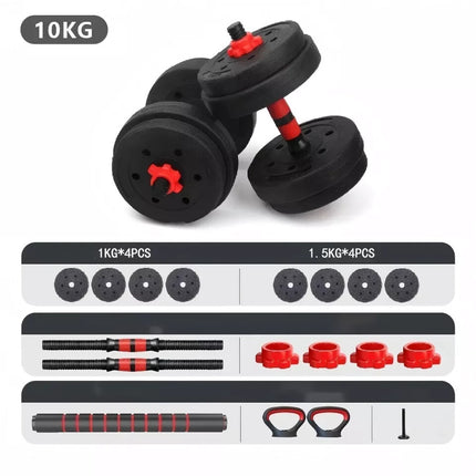 Adjustable Dumbbell Weight Set 6 in 1 Barbell Kettlebell Home Fitness Kit