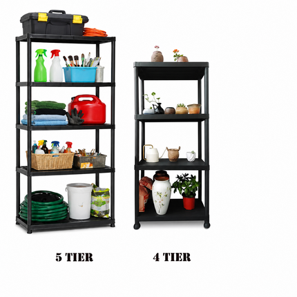 Storage Shelves 4/5 Tier Plastic Home Garage Rack