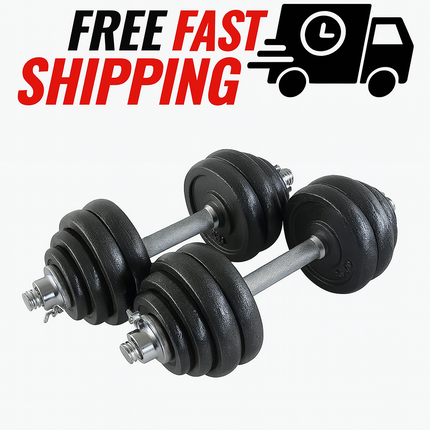 30KG Adjustable Cast Iron Dumbbell Barbell Set