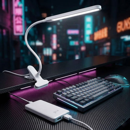 Desk Lamp LED Clip Flexible  On USB Powered Reading Study Night Light Silver