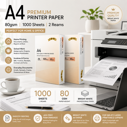 A4 Printer Paper 70gsm 80gsm Home Office Inkjet Laser Printer Copiers Reams