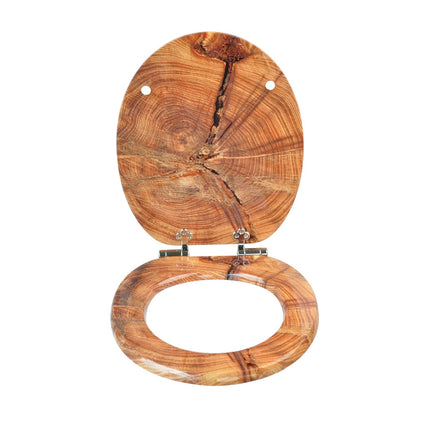 18'' Universal Wooden Toilet Seat Easy Fit Bathroom WC Seat with Fittings