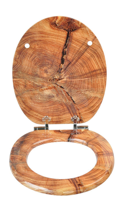 18'' Universal Wooden Toilet Seat Easy Fit Bathroom WC Seat with Fittings
