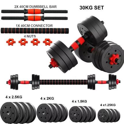 Adjustable Dumbbell Barbell Set with Push Bar & Connecting Rod – Home Gym Weight