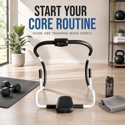 Ab Roller Wit Monitor Sit Up Crunch Core Trainer Padded Headrest Gym Fitness