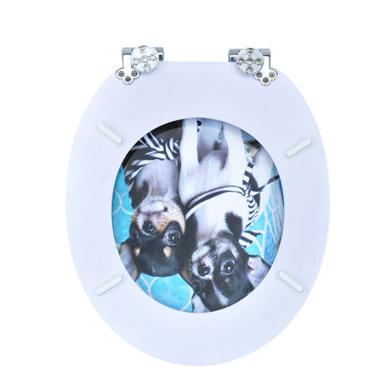 18'' Universal Wooden Toilet Seat Easy Fit Bathroom WC Seat with Fittings