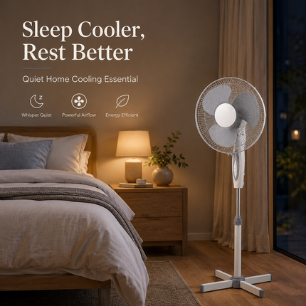 16” Fan Pedestal Oscillating Adjustable Height 3 Speed Powerful Airflow